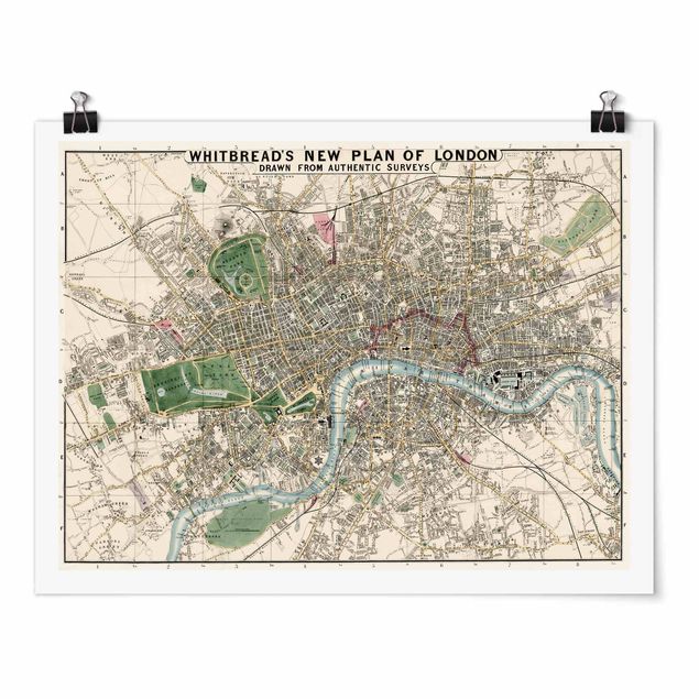 Obrazy retro Mapa miasta w stylu vintage Londyn