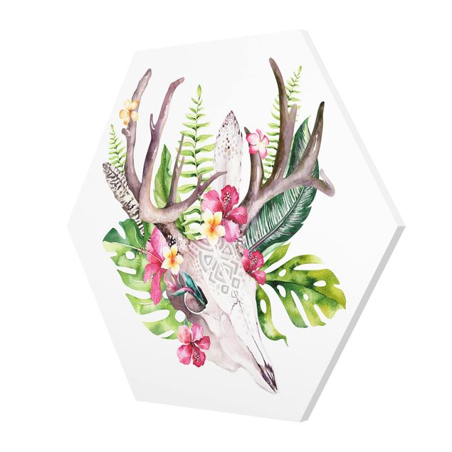 Obrazy z motywem kwiatowym Czaszka tropikalnego kwiatu II