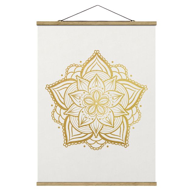 Nowoczesne obrazy Mandala Flower Illustration białe złoto
