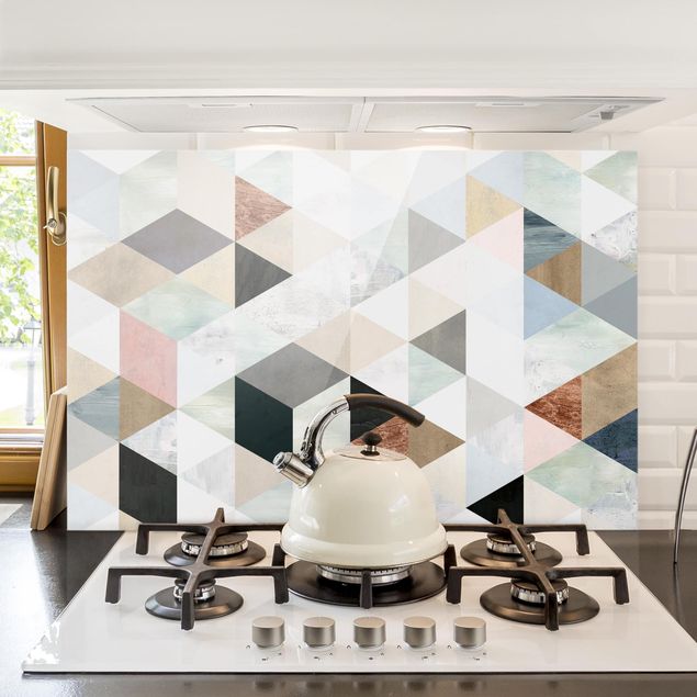 Dekoracja do kuchni Mozaika akwarelowa z trójkątami I