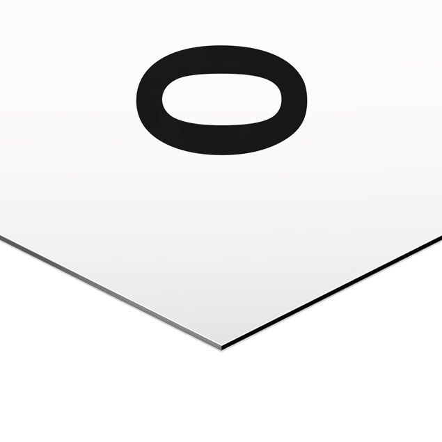 Obraz heksagonalny z Alu-Dibond - Biała litera O