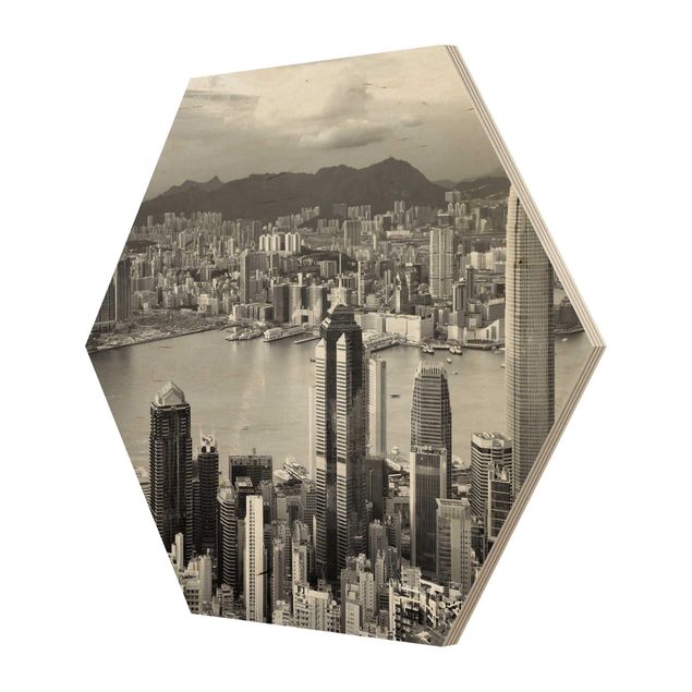 Obraz heksagonalny z drewna - Nostalgia za Skyline