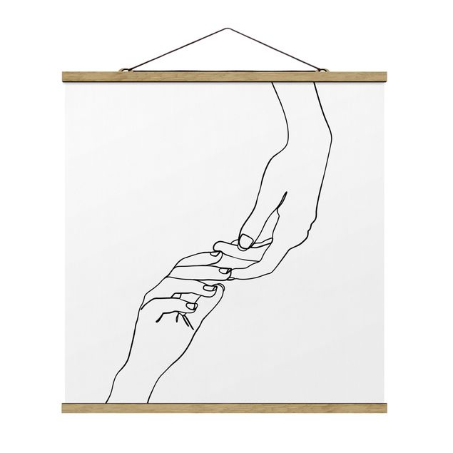 Nowoczesne obrazy Line Art Ręce dotykowe czarno-biały