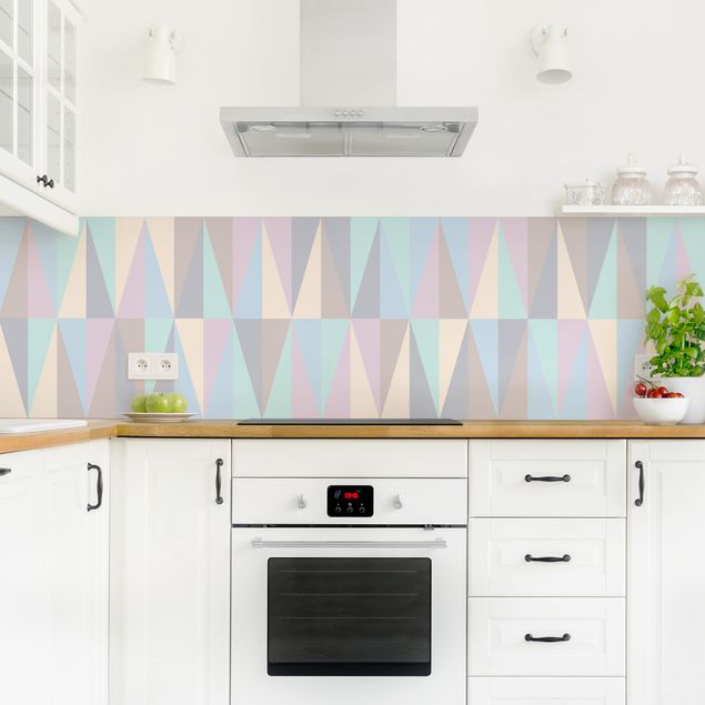 Panel szklany do kuchni Trójkąty w pastelowych kolorach