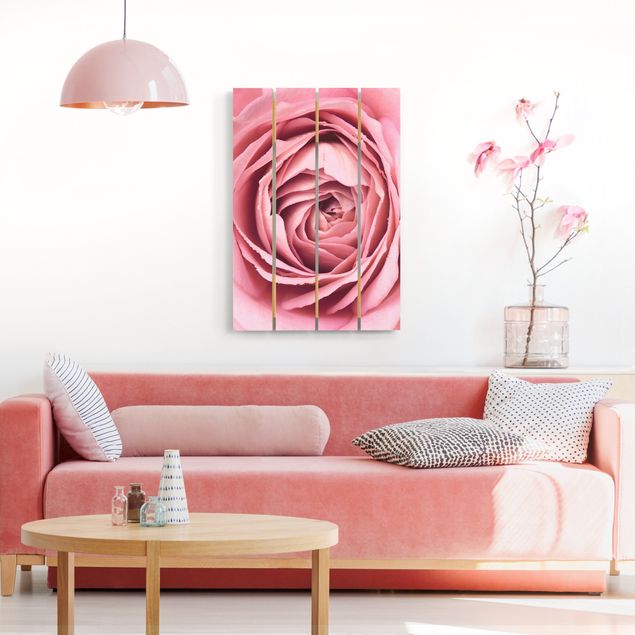 Obrazy na drewnie Różowy kwiat róży
