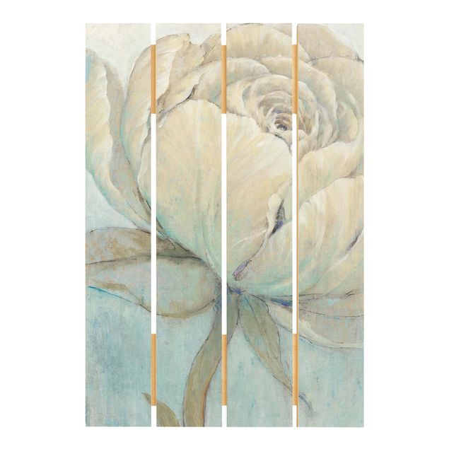 Obraz z drewna - Pastelowa róża angielska