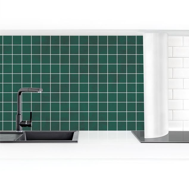 Panel ścienny do kuchni - Mozaikowe płytki betonowe - zielone