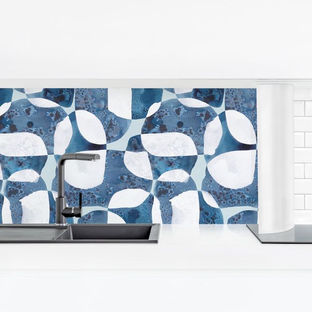 Panel ścienny do kuchni - Wzór z żywych kamieni w kolorze niebieskim