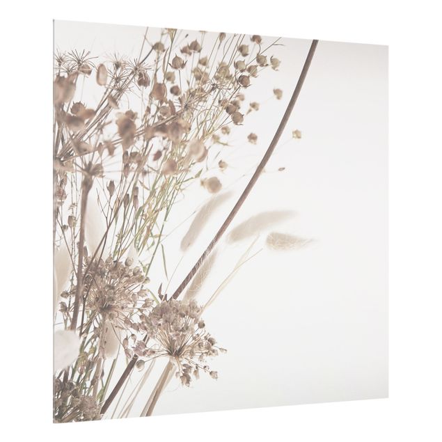 Panel szklany do kuchni - Bukiet z traw ozdobnych i kwiatów
