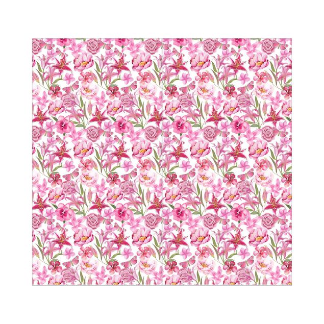 Tylna ścianka prysznicowa - Pink Flowers With Butterflies