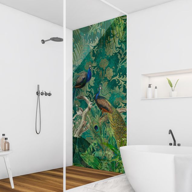Tylna ścianka prysznicowa - Shabby Chic Collage - Noble Peacock II