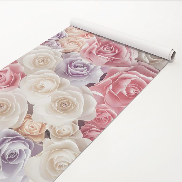 Folia samoprzylepna Pastelowe papierowe róże artystyczne