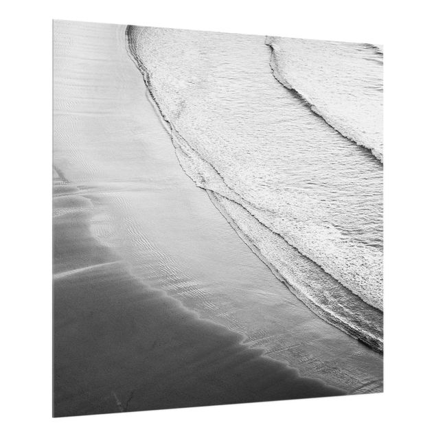 Panel szklany do kuchni - Lekki wiatr na plaży czarno-biały