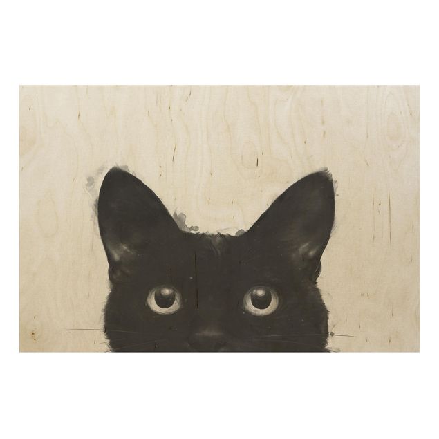 Obrazy na ścianę Ilustracja czarnego kota na białym obrazie
