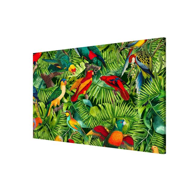 Obrazy nowoczesny Kolorowy kolaż - Papugi w dżungli