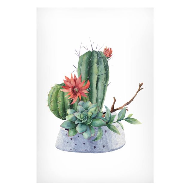 Obrazy do salonu Akwarela Ilustracja kaktusów