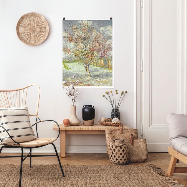 Obrazy do salonu Vincent van Gogh - Kwitnące drzewa brzoskwiniowe