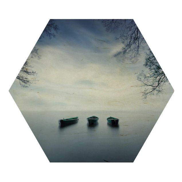 Obraz heksagonalny z drewna - Odpoczynek nad jeziorem