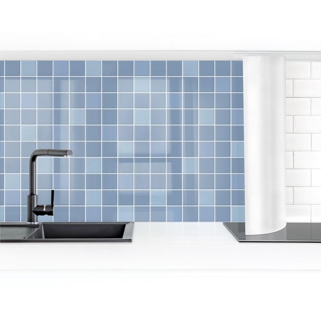 Panel ścienny do kuchni - Płytki mozaikowe - jasnoniebieskie