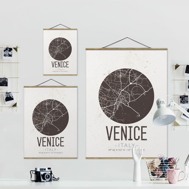 Obrazy Włochy Mapa miasta Wenecja - Retro
