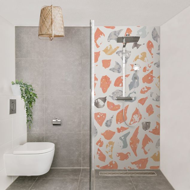 Panele ścienne do łazienki pod prysznic Terazzo Pattern Campfire Watercolour