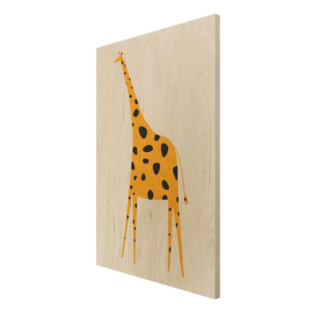 Obrazy z drewna Żółta żyrafa