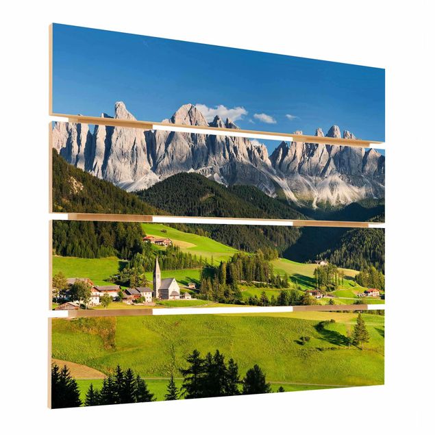Obraz z drewna - Geislerspitzen w Południowym Tyrolu