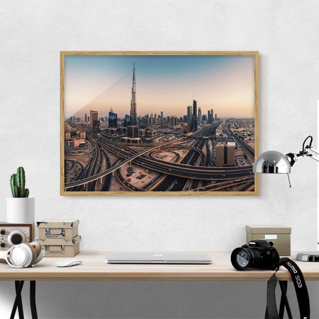 Obrazy w ramie do korytarzu Wieczorna atmosfera w Dubaju
