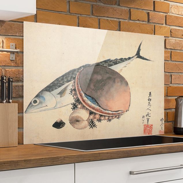 Dekoracja do kuchni Katsushika Hokusai - Makrela i przegrzebki