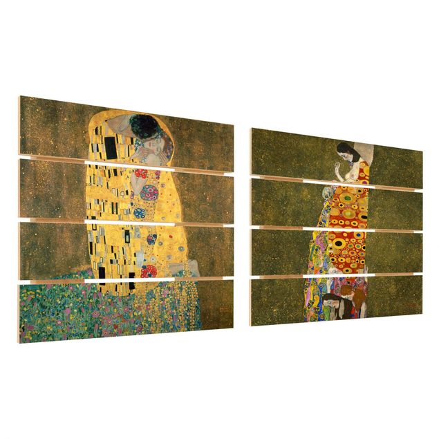 Obrazy na drewnie Gustav Klimt - Pocałunek i nadzieja