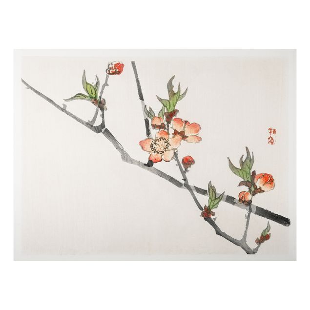 Obrazy do salonu Rysunki azjatyckie Vintage Gałązka kwiatu wiśni