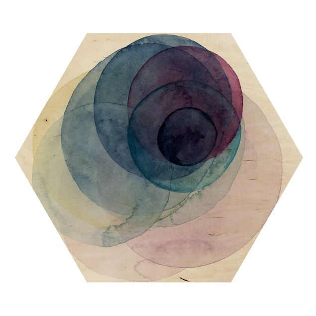 Obraz heksagonalny z drewna - Bang - fioletowy