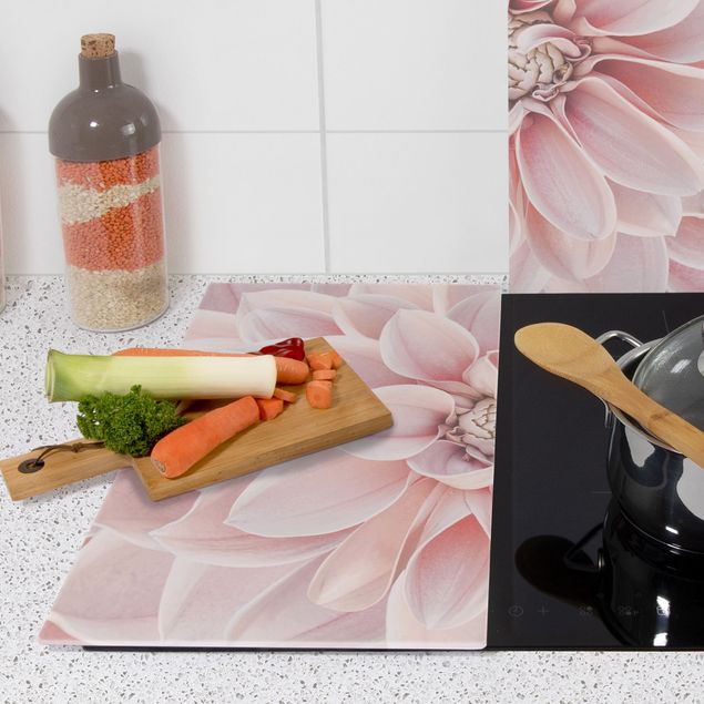 Szklana płyta ochronna na kuchenkę - Dahlia w kolorze pudrowego różu