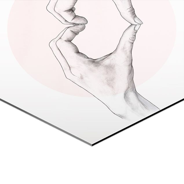 Obraz heksagonalny z Alu-Dibond 2-częściowy - Ręczne rysunki na różu