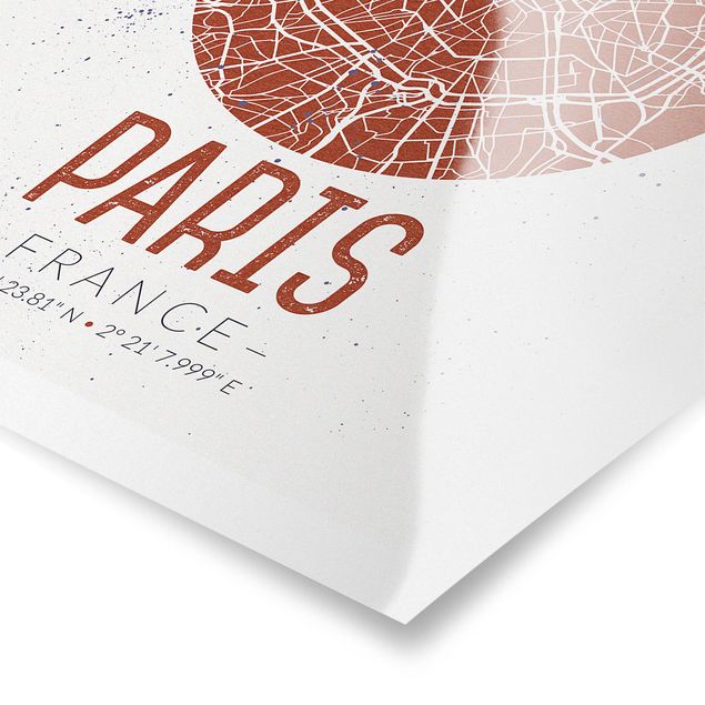 Obrazki czarno białe Mapa miasta Paryż - Retro