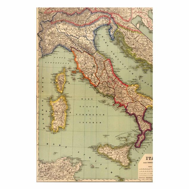 Nowoczesne obrazy do salonu Mapa Włoch w stylu vintage