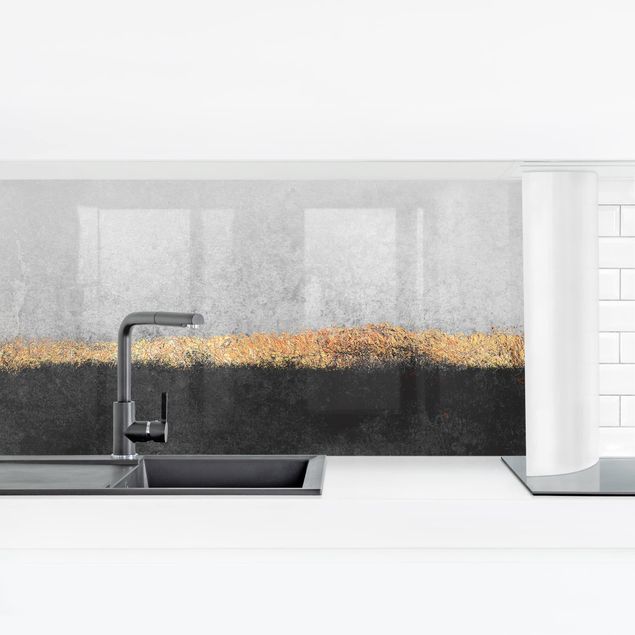 Panel szklany do kuchni Abstrakcja Złoty horyzont czarno-biały