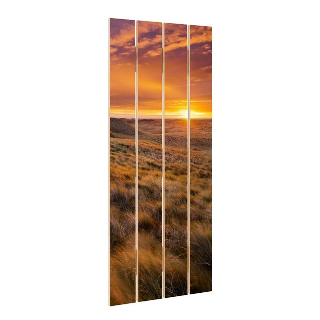 Obraz z drewna - Wschód słońca na plaży na Sylcie
