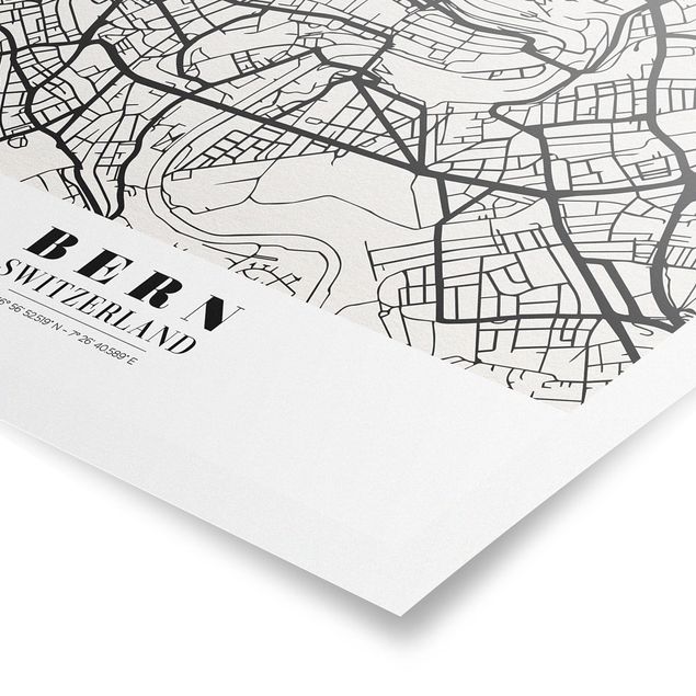 Czarno białe obrazki Mapa miasta Berno - Klasyczna