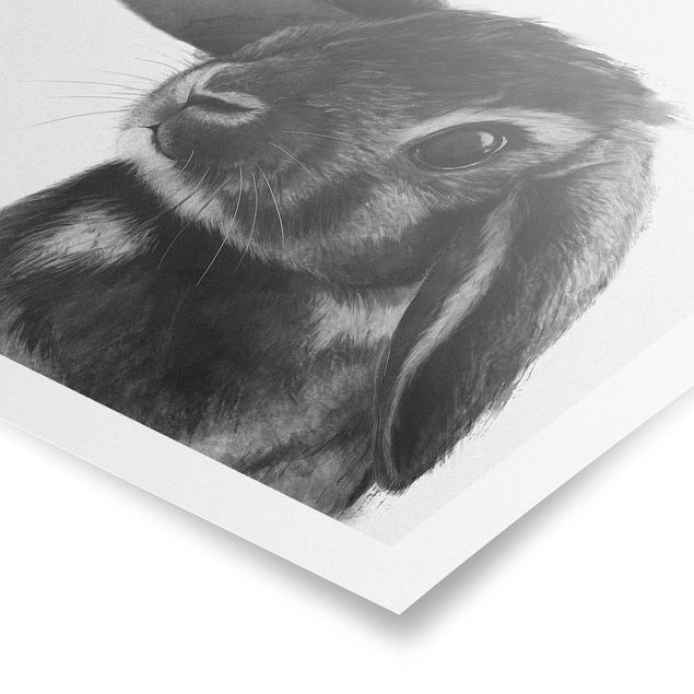 Czarno białe obrazki Ilustracja królik czarno-biały rysunek