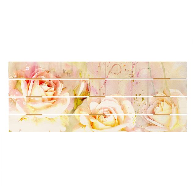 Obraz z drewna - Akwarela Kwiaty Róże