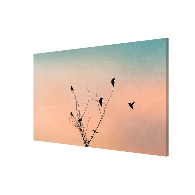 Obrazy nowoczesne Ptaki na tle różowego słońca II