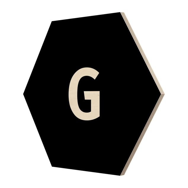 Obraz heksagonalny z drewna - Czarna litera G