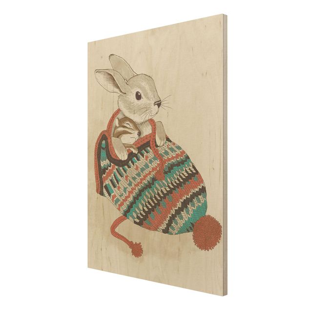 Laura Graves Art obrazy Ilustracja przedstawiająca króliczka w czapce