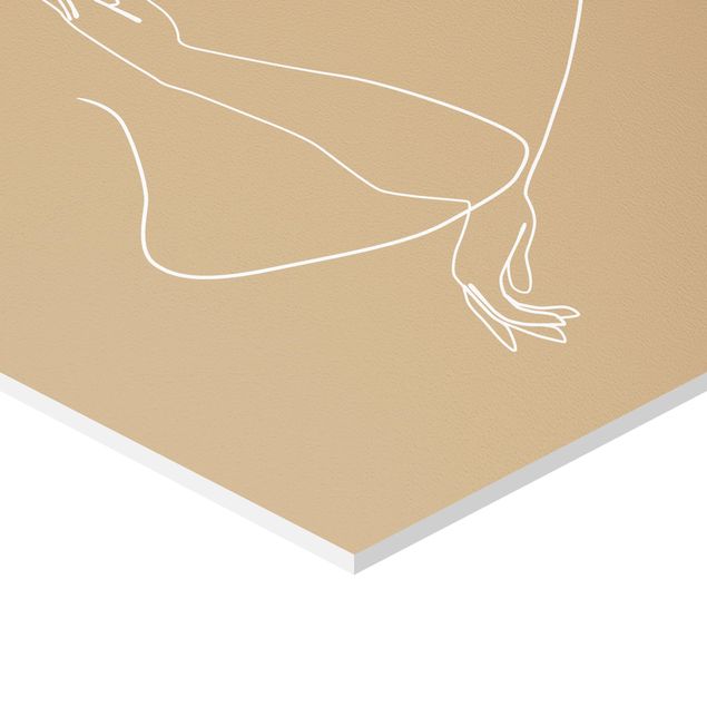Obraz heksagonalny Line Art Ręce kobiety beżowy