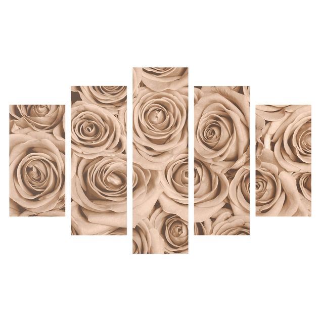 Obraz na płótnie 5-częściowy - Róże w stylu vintage