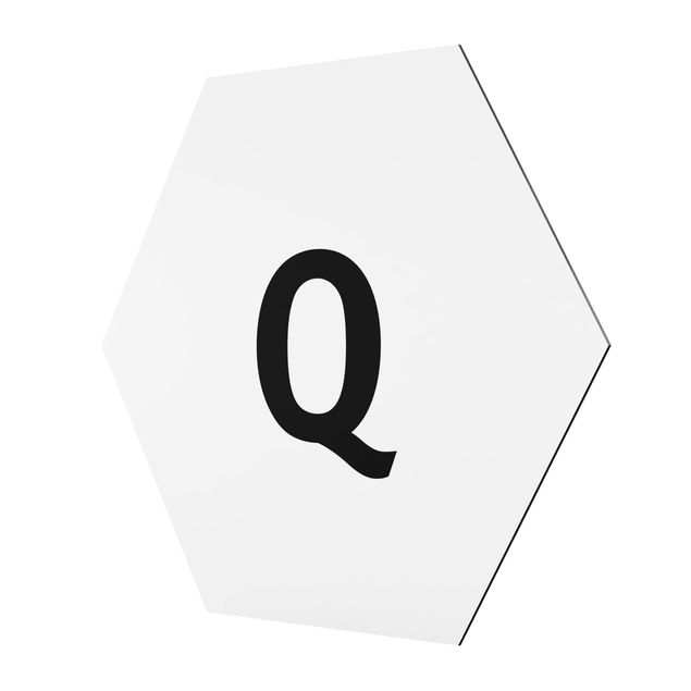 Obraz heksagonalny z Alu-Dibond - Biała litera Q