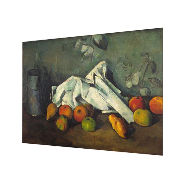 Panel szklany do kuchni Paul Cézanne - Puszka na mleko i jabłka