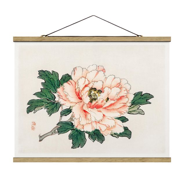 Obrazy retro Rysunki azjatyckie Vintage Chryzantema różowa