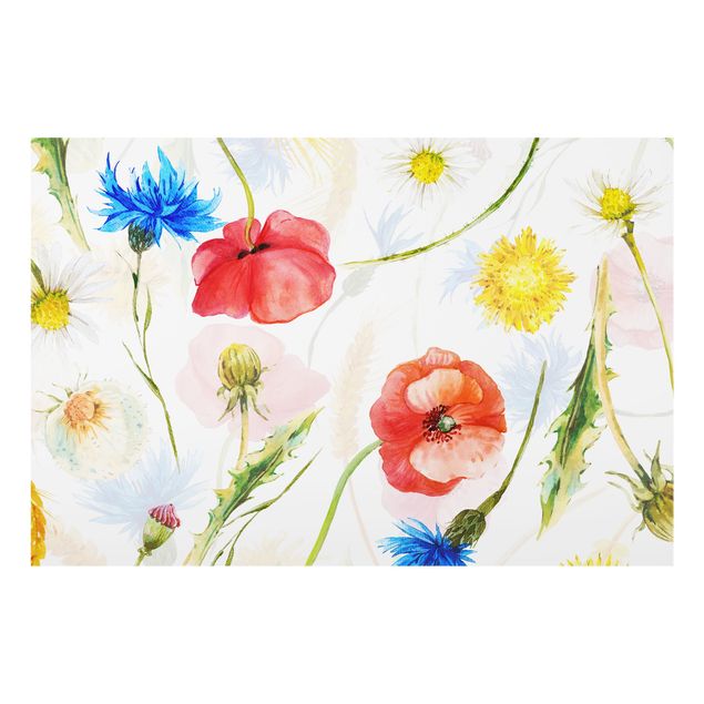 Panel kuchenny - Watercolour Wild Flowers With Poppies - Format poziomy 1:1